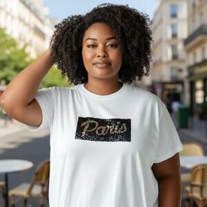 Ulla Popken Studio Untold Paris Embellished Tunic Tee Plus Size 24/26